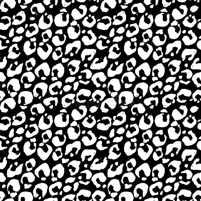 Seamless Black and White Leopard Pattern. Animal Skin Grunge Texture ...