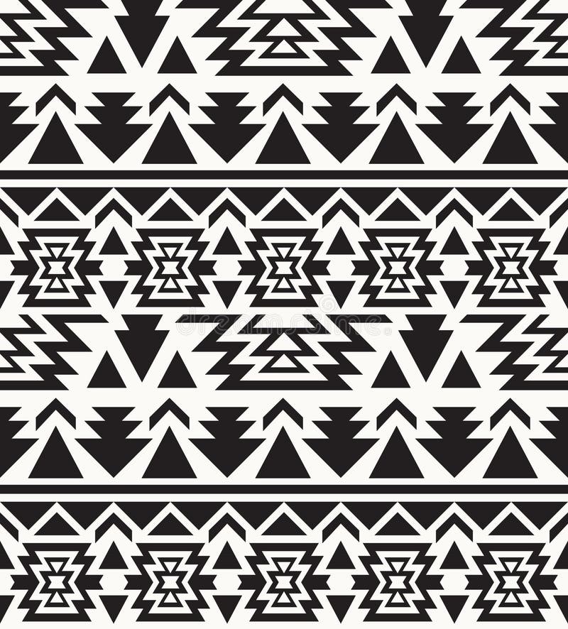 Seamless Black and White Aztec Pattern Stock Vector - Illustration of ...