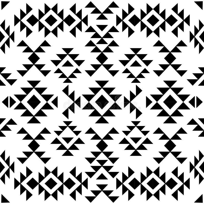 Seamless black and white navajo pattern, vector illustration