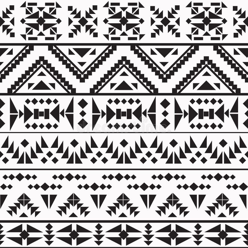 Seamless Black and White Navajo Pattern Stock Vector - Illustration of ...