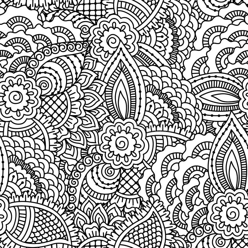 Seamless Black and White Pattern. Stock Vector - Illustration of nature ...