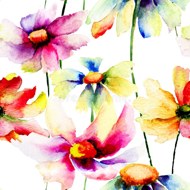 Floral seamless pattern, watercolor illustration. Floral seamless pattern, watercolor illustration