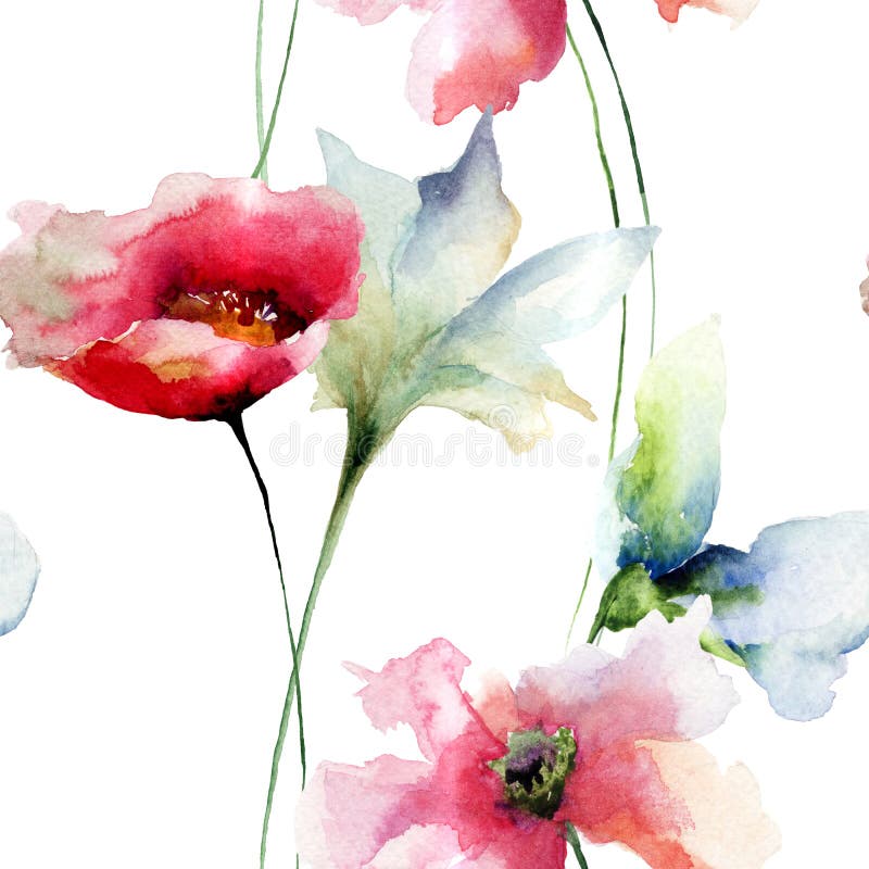 Floral seamless pattern, watercolor illustration. Floral seamless pattern, watercolor illustration