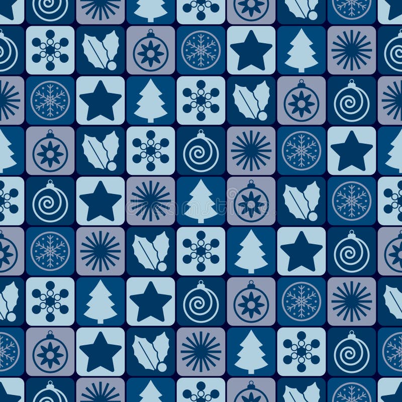 Seamless blue christmas pattern vector illustration