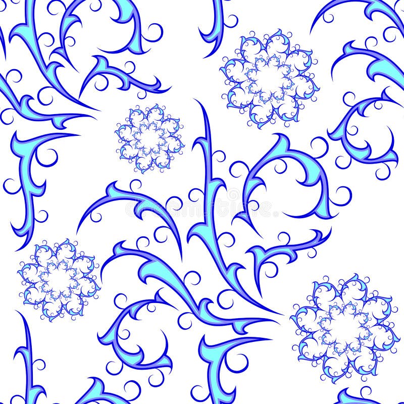 Seamless of Blue Curly Pattern Stock Vector - Illustration of flower ...