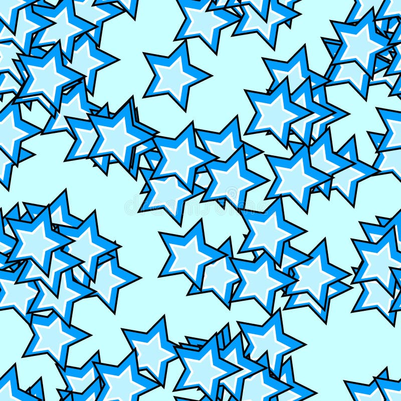 Seamless blue star pattern vector illustration