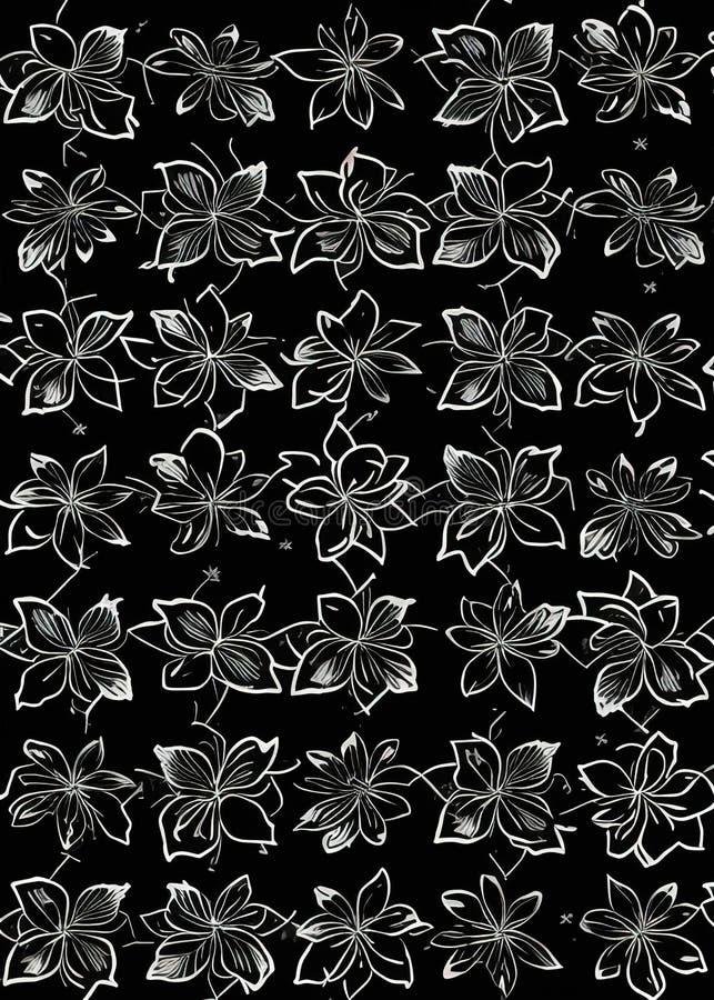 Seamless border monochrome flower, vector illustration.