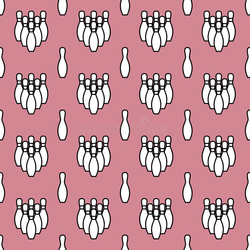 Seamless Bowling Pattern on White Background. Bowling Sports Background