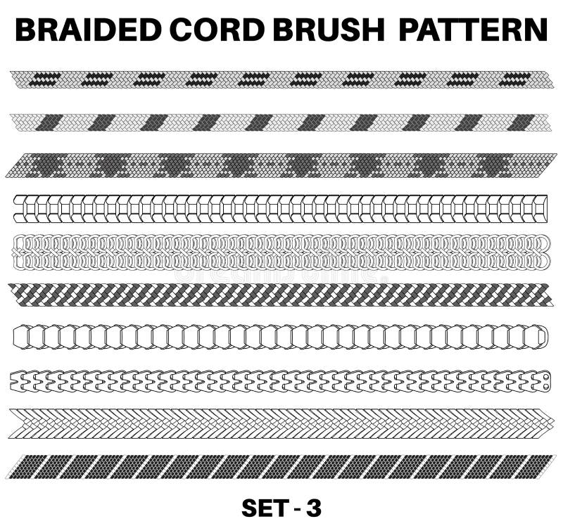 Seamless Braided Cord Pattern Brushes Flat Sketch Vector Illustration, Set  of Braided Rope Cable, Drawstring Cord , Drawcord and Stock Vector -  Illustration of cord, design: 255623730