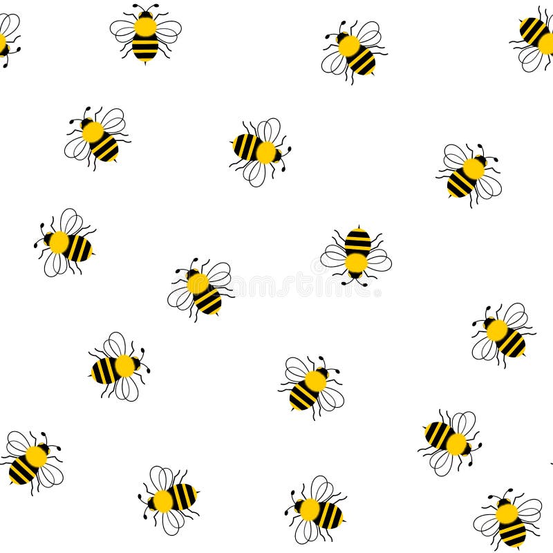 Seamless of bumble bees on white