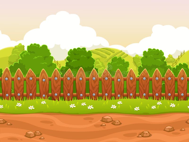 Seamless cartoon country landscape vector illustration Seamless cartoon country landscape vector illustration