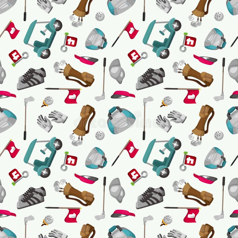 Seamless cartoon golf game pattern vector illustration
