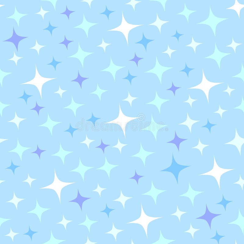 Seamless cartoon pattern with sparkles. stock illustration