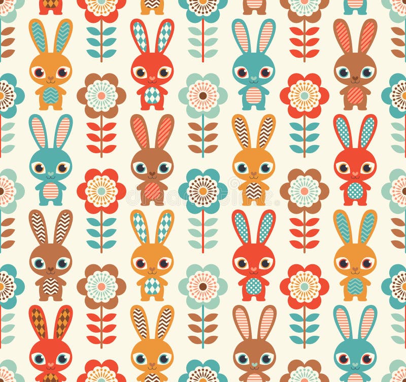 Seamless cartoon rabbits pattern