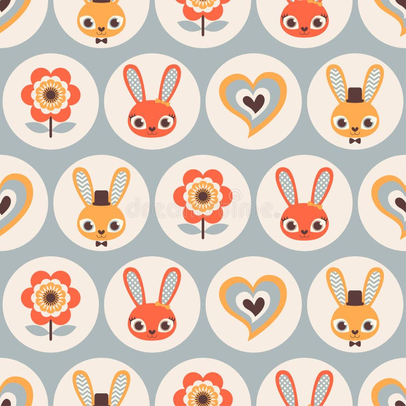 Seamless cartoon rabbits pattern