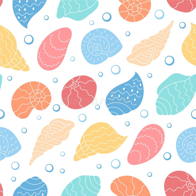 Seamless Cartoon Underwater Shell Pattern royalty free illustration