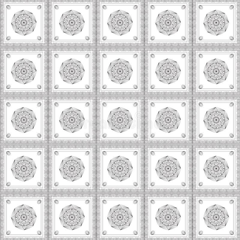 Seamless Ceramic tiles design texture Art Wallpaper Pattern Graphics Design background. black, and white Seamless patchwork tiles vector illustration