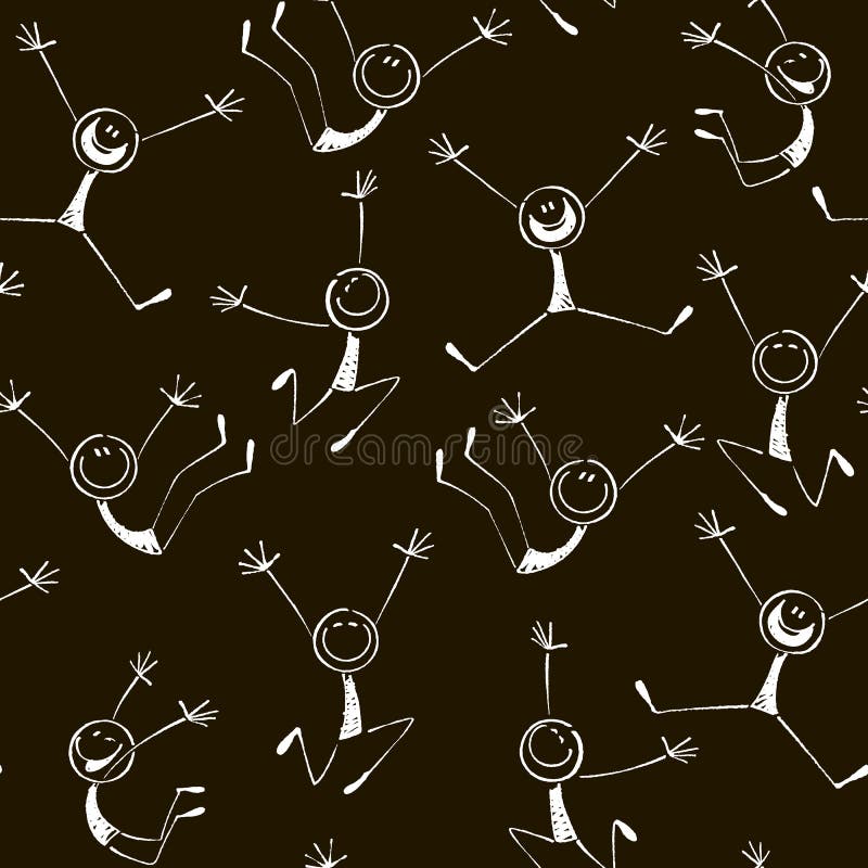 Happy Chalk Drawn Stick Figure Stock Vector Illustration of element