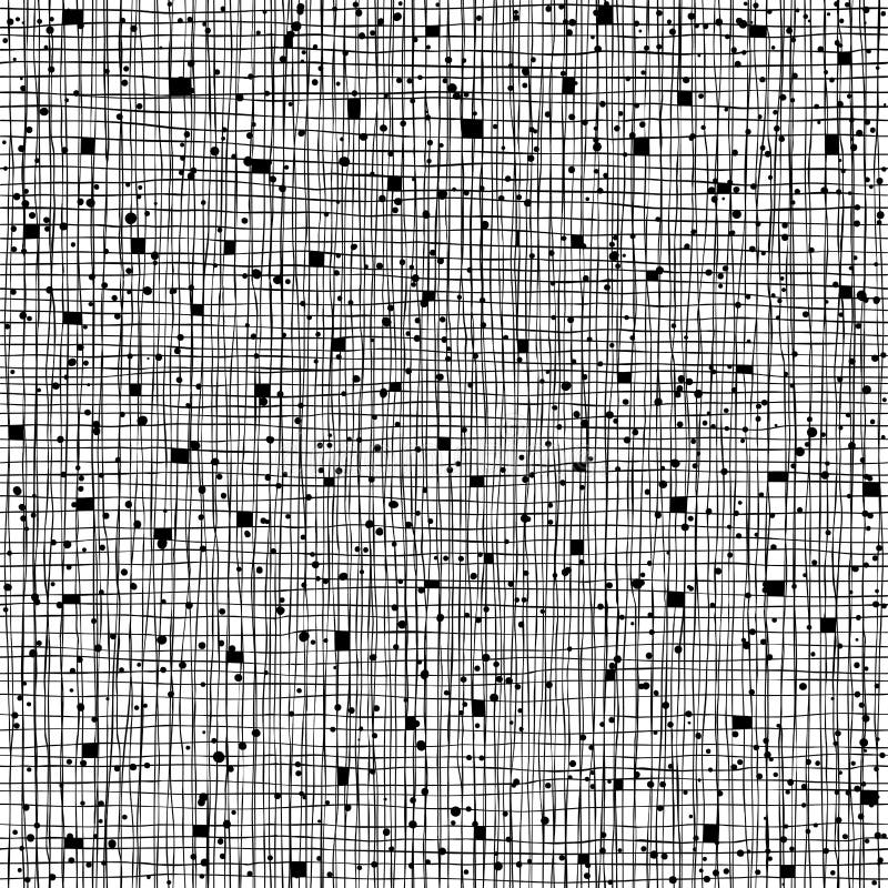 Seamless chaotic dots and thin lines pattern. Abstract vector pattern stock illustration
