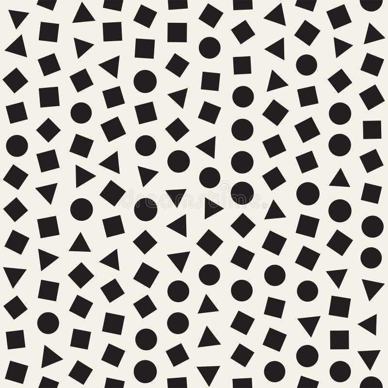 Seamless chaotic patterns. Randomly scattered geometric shapes. Abstract retro background design stock illustration