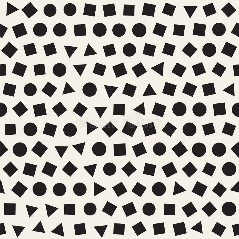 Seamless chaotic patterns. Randomly scattered geometric shapes. Abstract retro background design vector illustration