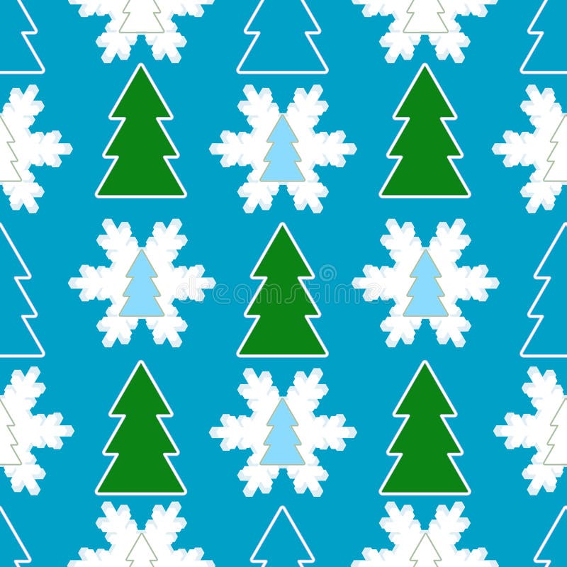 Isolated Seamless New Year Festive Pattern with Cute Christmas Tree, on ...