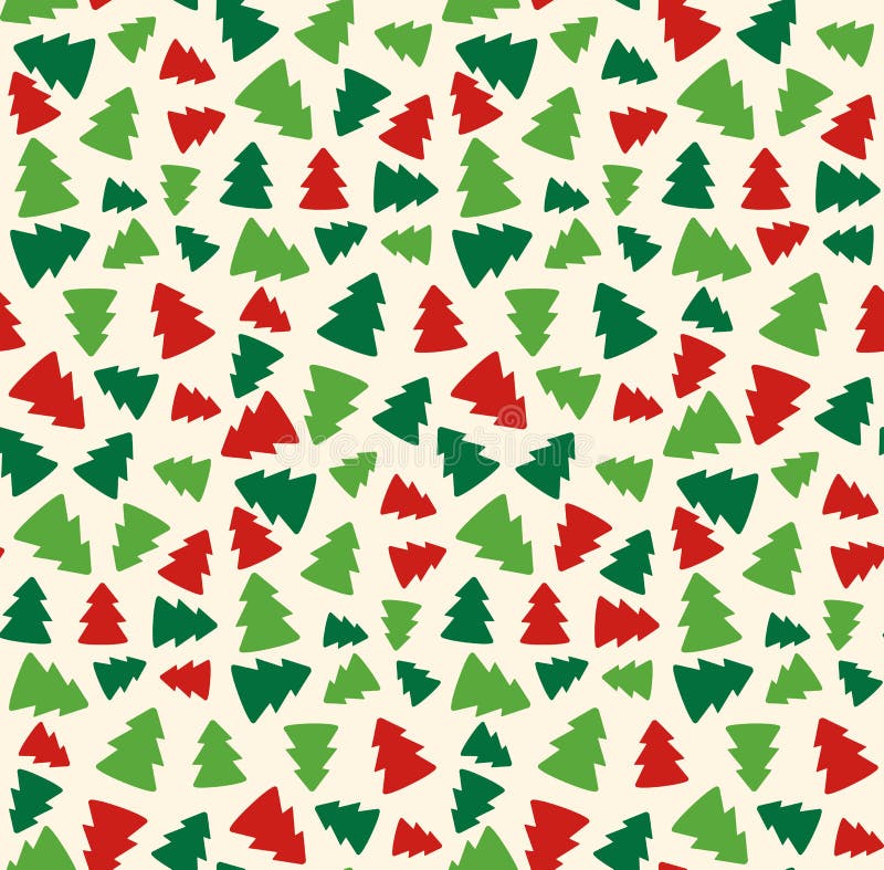 Seamless Christmas Pattern with Evergreen Trees