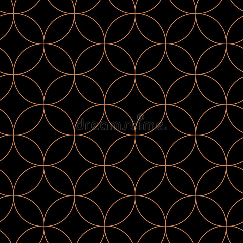 Seamless circle geometric pattern. Abstract golden round geometry shapes, art deco mosaic ornament simple composition vector illustration