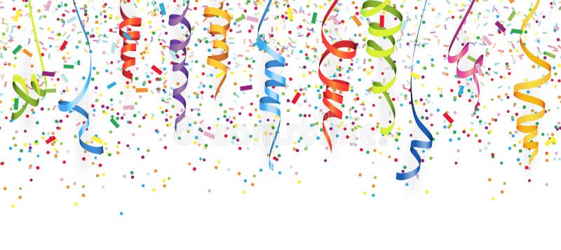 vector illustration of seamless multi colored confetti and streamers for carneval or party time on white background, rain, fall, falling, off, scraps, paper, banner, carnival, mardi, gras, birthday, celebration, new, years, eve, shrovetide, adorn, invitation, surprise, children, wedding, bachelor, ceremony, fete, monday, anniversary, deco, decoration, copy, space, header, headline, endless, infinite, eps, 10, graphic, template, panorama, colorful. vector illustration of seamless multi colored confetti and streamers for carneval or party time on white background, rain, fall, falling, off, scraps, paper, banner, carnival, mardi, gras, birthday, celebration, new, years, eve, shrovetide, adorn, invitation, surprise, children, wedding, bachelor, ceremony, fete, monday, anniversary, deco, decoration, copy, space, header, headline, endless, infinite, eps, 10, graphic, template, panorama, colorful