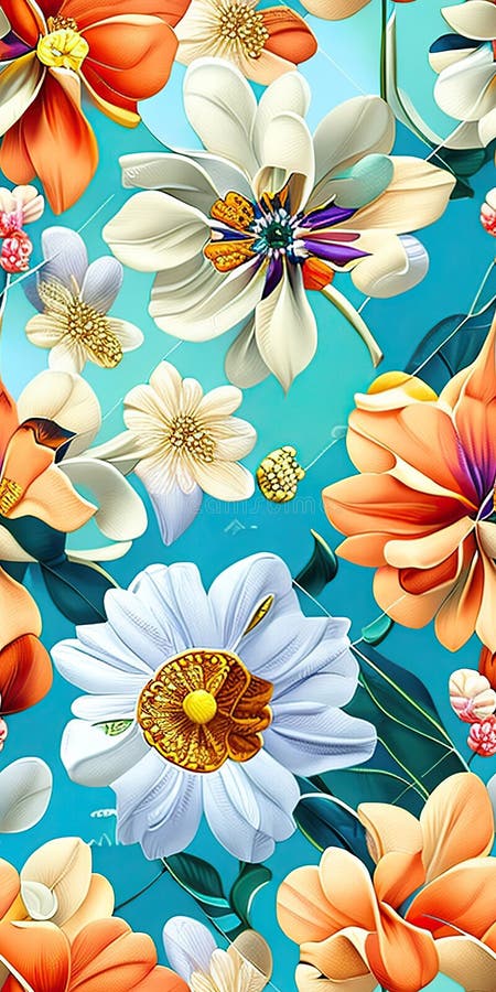Seamless colorfu lflowers pattern, repeating pattern, generative by ai vector illustration