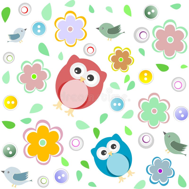 Seamless colourful owl pattern for kids