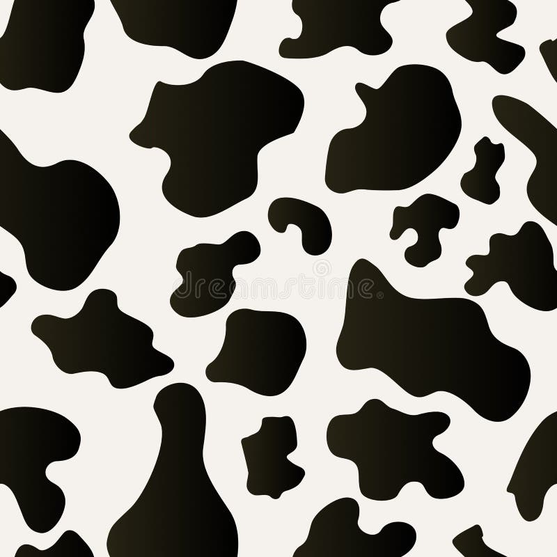 Cow print seamless pattern. Animal skin, abstract background with black and  white chubby dots. Trendy texture for fabric, print, banner wallpaper.  Vector illustration Stock Vector