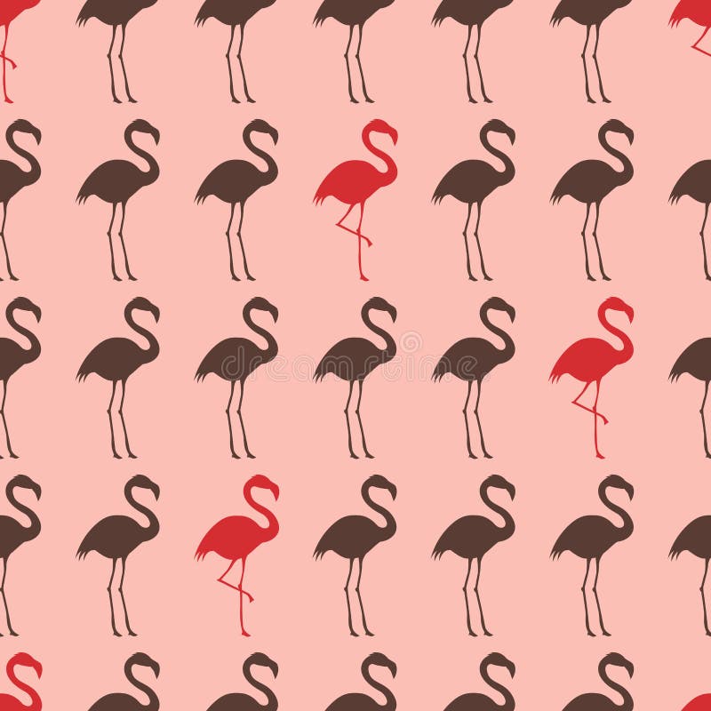 Seamless flamingo bird silhouette pattern