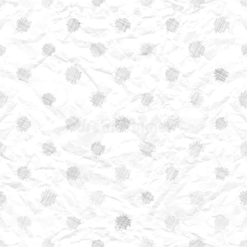 Abstract seamless crumpled paper texture with pencil sketch pattern of polka dots in shades of subtle off-whites and gray colors for wallpaper background design. EPS 10 vector illustration. Abstract seamless crumpled paper texture with pencil sketch pattern of polka dots in shades of subtle off-whites and gray colors for wallpaper background design. EPS 10 vector illustration