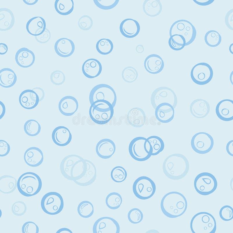 Seamless Cute Hand Draw Blue Bubble Pattern for Background, Paper Wrap, Curtain, Banner etc