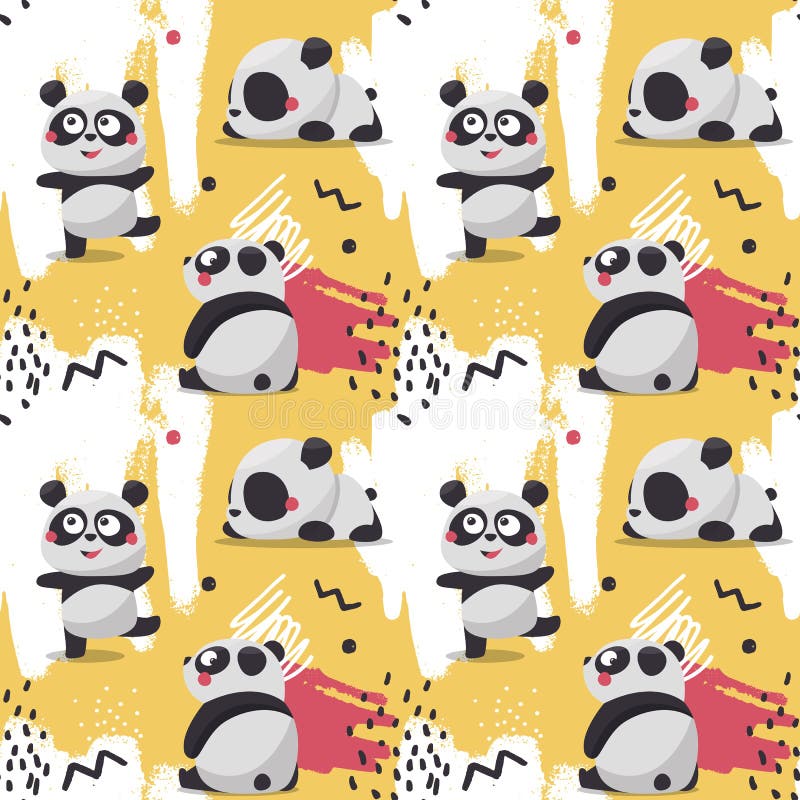 Seamless Cute Scandinavian Pattern Panda Color Baby Stock Vector ...