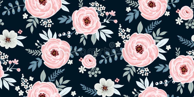 Seamless Cute Spring Floral Wallpaper Stock Vector - Illustration of folk, bunch: 192606877 Seamless Cute Spring Floral Wallpaper Stock Vector - Illustration of folk, bunch: 192606877