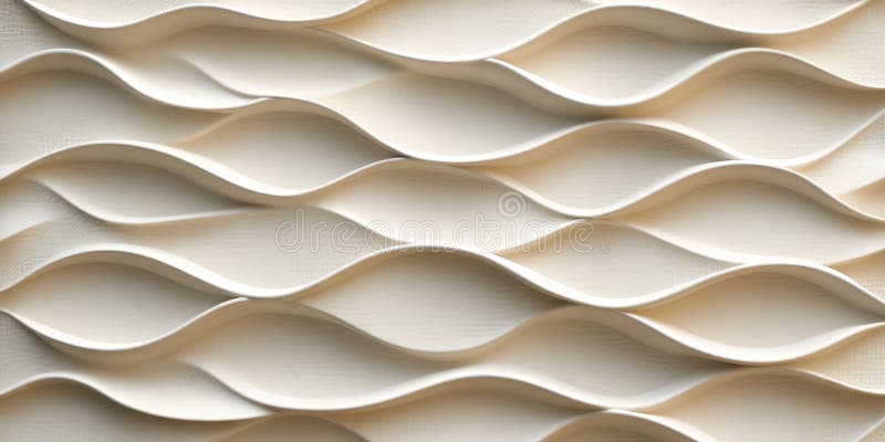 Seamless 3D Wave Wall Texture Minimalist Ivory Monochromatic Abstract Background Design stock illustration