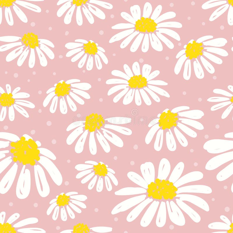 Seamless Daisy Pattern. Vector Floral Background Stock Vector