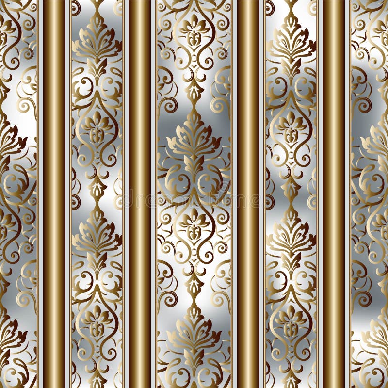 Seamless Damask Pattern for Background or Wallpaper Design. Silver and