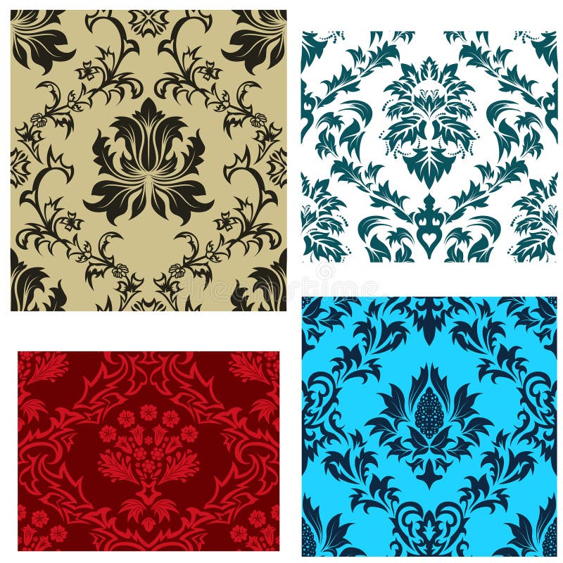 Seamless Retro Floral Pattern (vector) Stock Vector - Illustration of ...