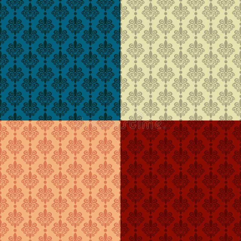 Seamless Damask wallpaper stock vector. Illustration of curtains 34272027