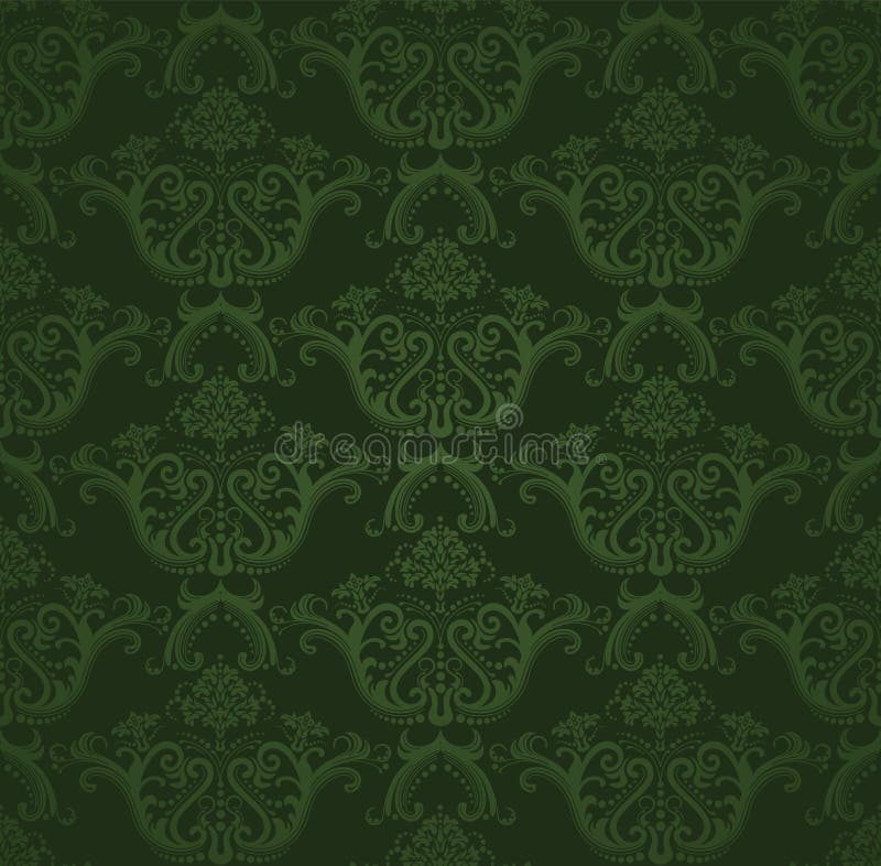 Seamless Dark Green Floral Wallpaper Royalty Free Stock Photo - Image