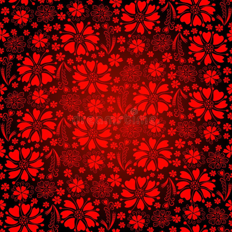 Seamless dark-red floral pattern