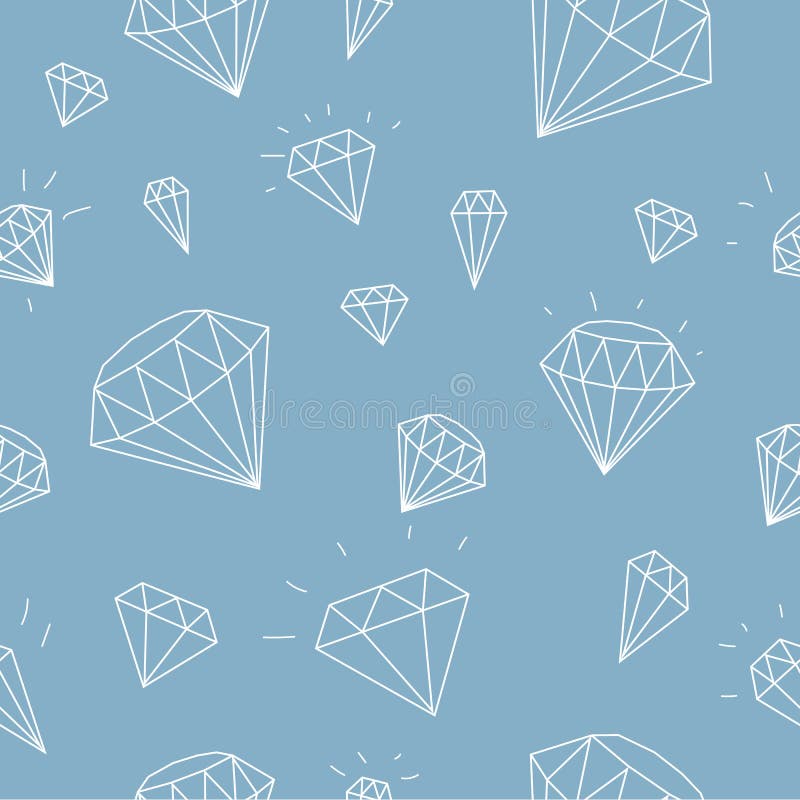 Seamless Diamonds Pattern. Simple White Diamonds on Light Blue