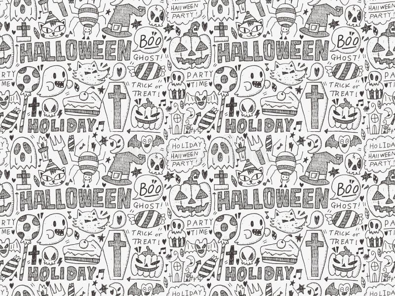 Seamless doodle halloween holiday background stock illustration
