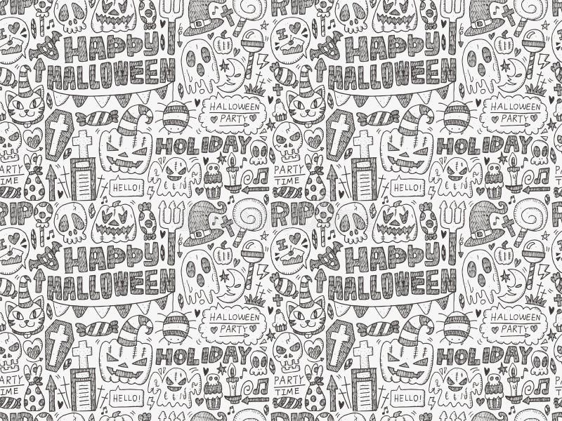 Seamless doodle halloween holiday background vector illustration