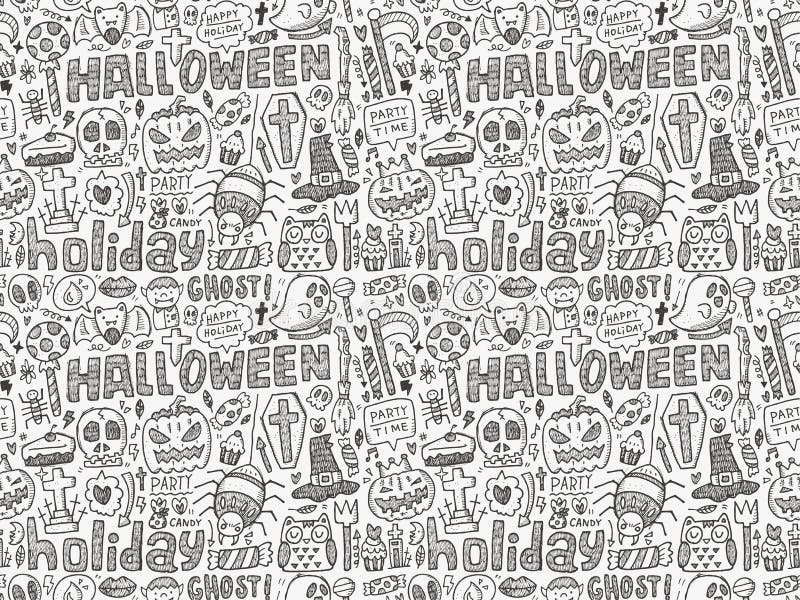 Seamless doodle halloween holiday background stock illustration