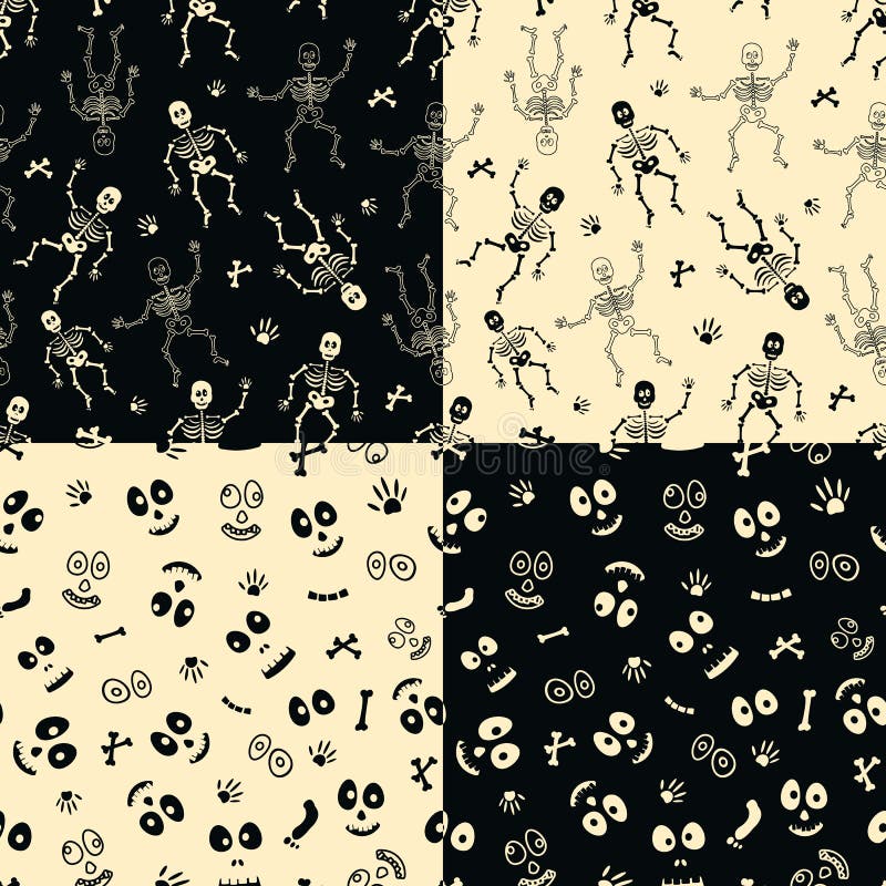 Seamless Doodle Halloween Pattern Set vector illustration