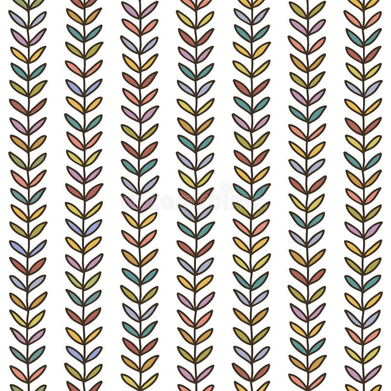 Seamless doodle pattern. Retro simple eco background. Hand drawn autumn wallpaper.